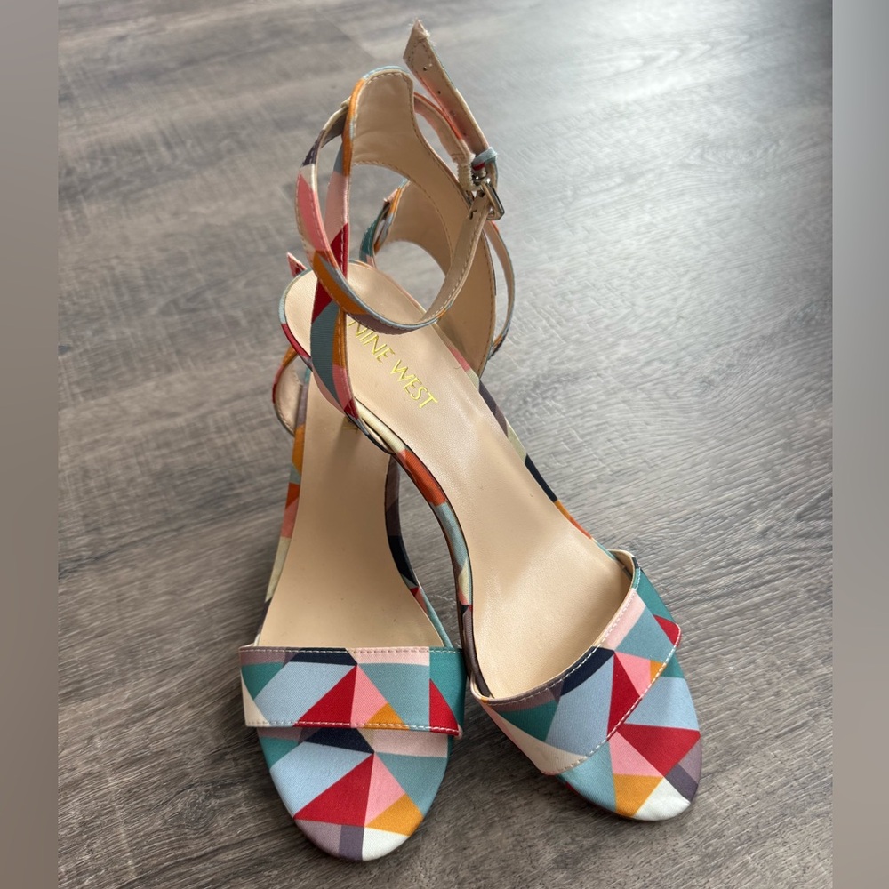 Nine West Multicolor Geometric Heeled Sandal